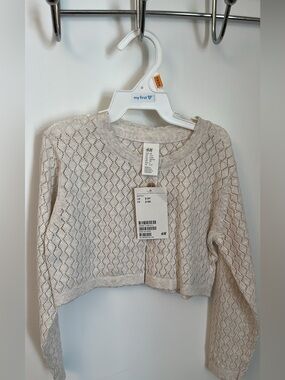 H&M Beige Open-Knit Cropped Sweater Cardigan
